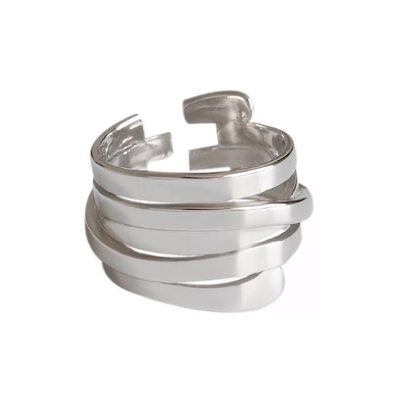 NEW 925 STERLING SILVER MULTILAYER ADJUSTABLE RING, CUTE RING, SHINY RING. - Picture 5 of 5